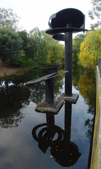 Inge King's dialogue of circles sculpture at La Trobe University, Bundoora, Melbourne, Australia